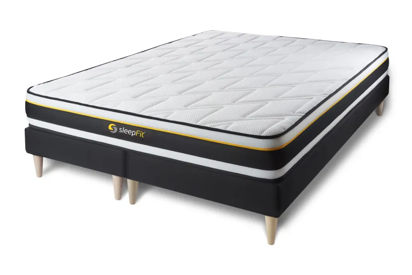 Ensemble Matelas Sommier 180x200 cm - 2 Sommiers Noir - Soft