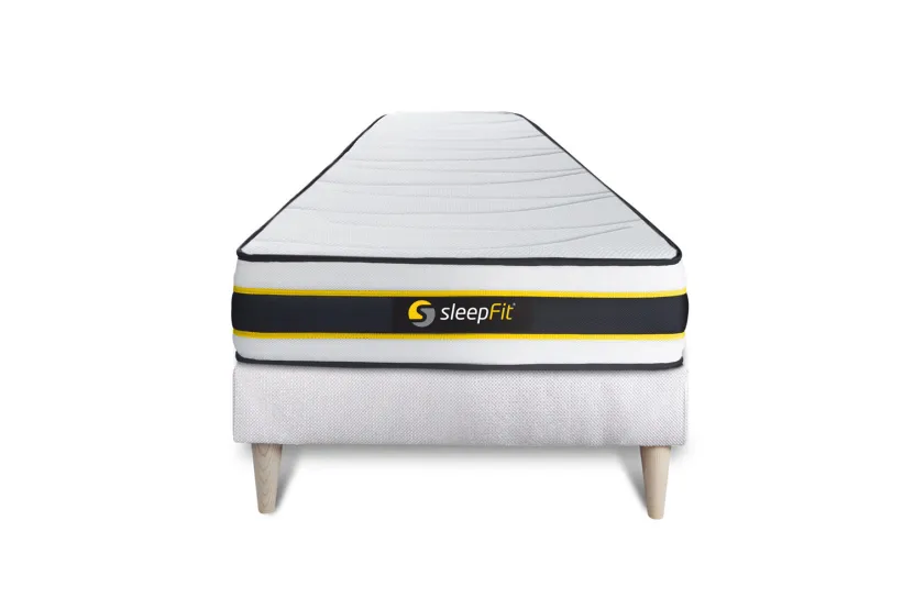Ensemble Matelas Sommier 90x200 cm - Sommier Blanc (déjà monté) - Flexy